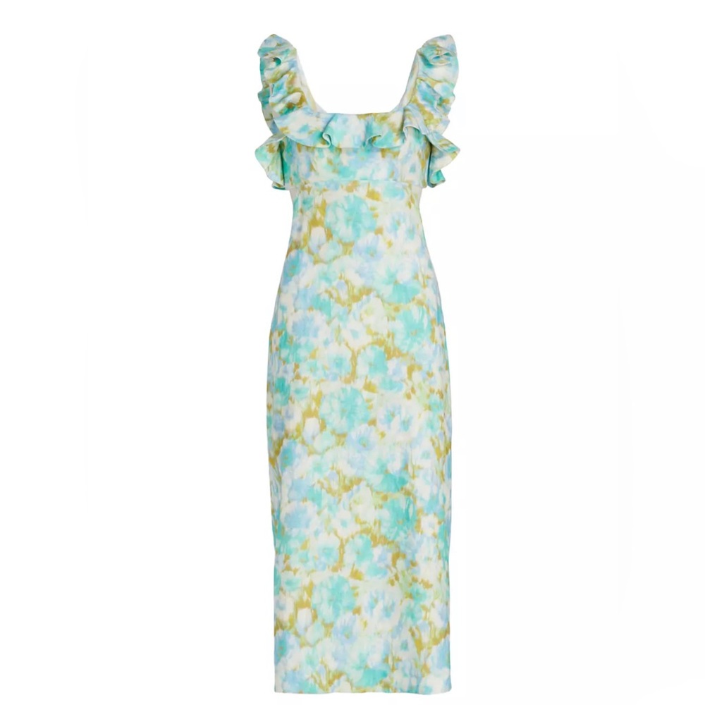Zimmermann High Tide Cut-Out Frilled Midi-Dress